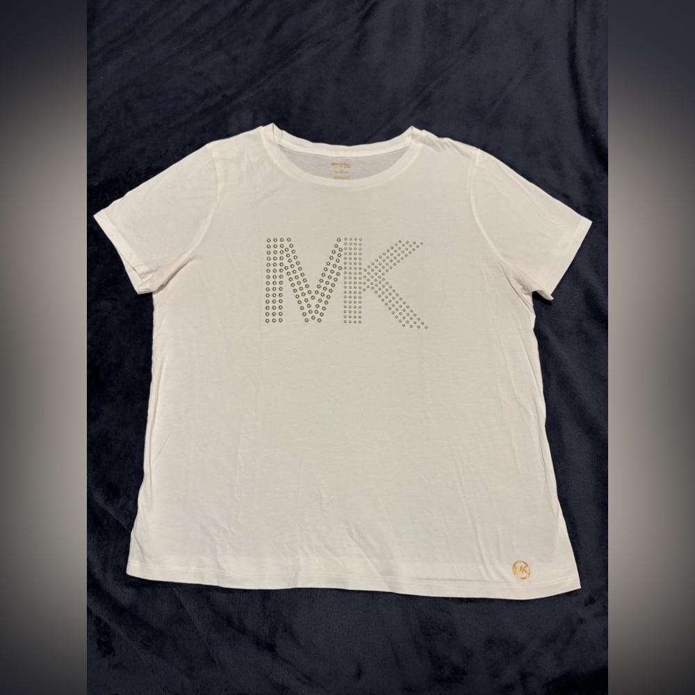 Michael Kors White MK Stud Logo Tee